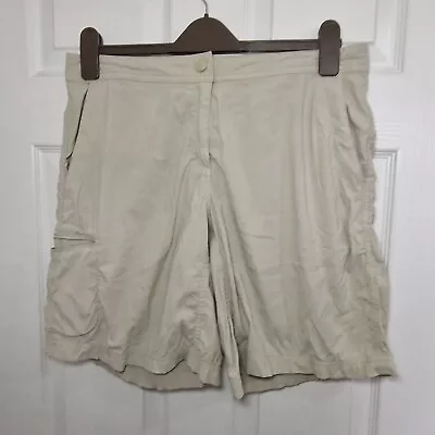 LL Bean Shorts UK 10 Beige Safari Style Walking Regular Womens Zip Pockets • £15.71