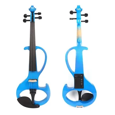 Blue 4/4 Electric Violin Silent Violin Solid Wood Ebony Violin Parts Free Case • $129