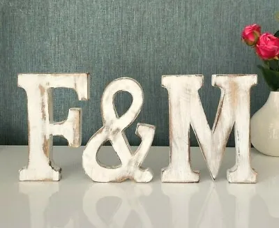 £3.30 • Buy Shabby Chic Wooden Letters Wedding Decor Freestanding 15cm Alphabet UK Seller 