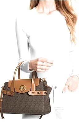 Michael Kors Carmen Medium Flap Belted MK Signature Satchel Messenger Bag • $94.33