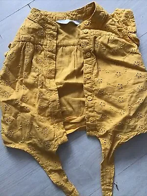 Baby Girl 9-12 Months Mustard Summer Tie Bottom Shirt Primark Pretty • £3.25