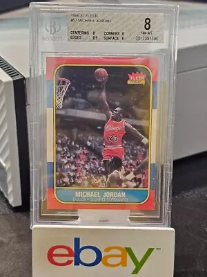 1986 Fleer Basketball #57 Michael Jordan Rookie Card Graded BGS 8 NM MINT • $5995