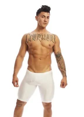 Mens N2N Shiny White Pride Spandex Compression Shorts New Large L • $119.68