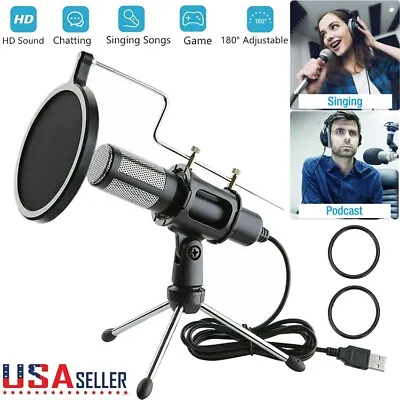 Microphone Mic Kit Broadcasting Singing Studio Recording Condenser For PC Laptop • $21.90