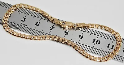 9ct Gold & Silver Ladies Solid Curb Bracelet - 7.5 Inch • £14.95