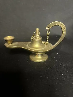 Vintage Brass Genie Oil Lamp With Lid • $15
