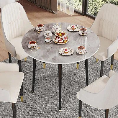 $219.90 • Buy 80cm Marble Iron Pedestal Dining Table For Kitchen Or Breakfast Nook Small Space