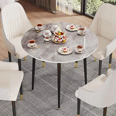 80cm Marble Iron Pedestal Dining Table For Kitchen Or Breakfast Nook Small Space • $209.90