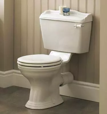 Traditional Bathroom Close Coupled Toilet White Ceramic Soft Close Seat Lever  • £176