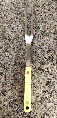 Vintage YELLOW Flint Arrowhead Meat Carving Serving Fork Stainless 2 Prong USA • $9.99