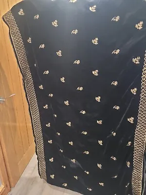 Black And Gold Embroidered Velvet Shawl/Scarf ~ New -Pakistani Style • £20