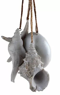 White Sea Shells Starfish Charms Hanging Nautical Home Decorations  - Set Of 4 • £14.99