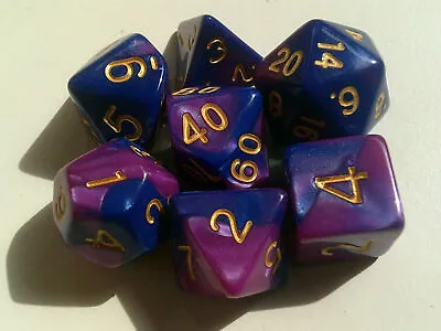 $6.95 • Buy Set Of 7 Blue And Purple Dice For RPG Games Dungeons & Dragons Etc. FREE POSTAGE