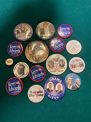 16 Political Campaign Buttons Pins Gore Nixon Obama Biden Clinton Kerry Bush • $3.99