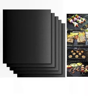 6 PCS Non-Stick BBQ Grill Mat Cooking Plate Oven Liners Teflon Reusable Sheet Pa • $15.95