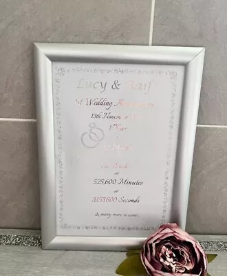 £6.50 • Buy Personalised 1st / 2nd Wedding Anniversary Gifts, Paper Anniversary, Foil Print