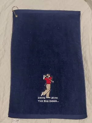 Vtg 1998 Golfbag Towel  Drive W/ The Big Dogs  Embroidered New W/ Tags Blue • $22