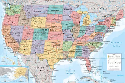£16.99 • Buy Map Of USA United States Of America Maxi Size 91.5x61cm Poster Education Aid