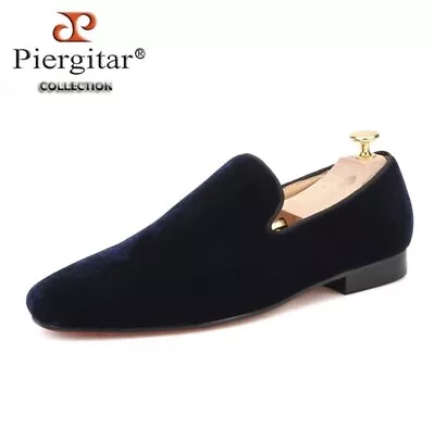 PIERGITAR Velvet Loafer Flat Navy Blue • $70