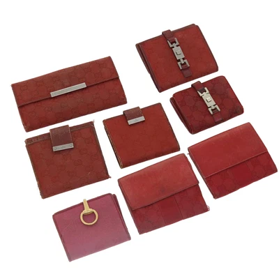 $180 • Buy GUCCI GG Canvas Jackie Wallet 8Set Red Auth Ti873