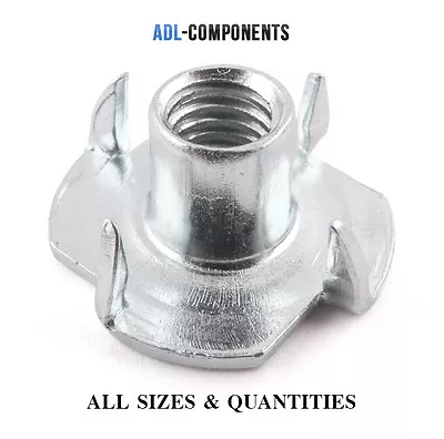£199.99 • Buy 4 Pronged Captive Tee Nut Wood Furniture T Nuts 13 Sizes M3 M4 M5 M6 M8 M10 M12