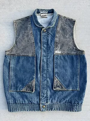 Vintage 80’s Guess Denim Vest Back To The Future Marty Mcfly Style • $85