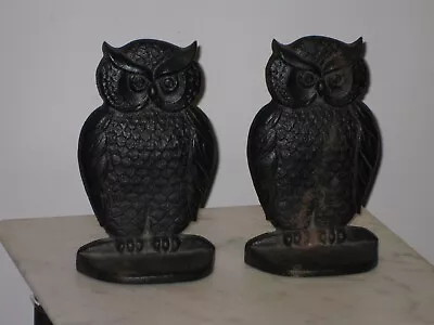 Black Cast Iron Owl Bookends - Vintage - 7 Tall • $60