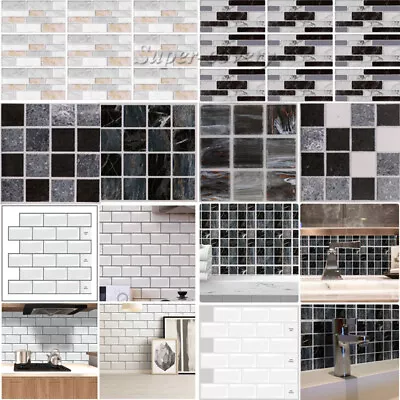 £0.99 • Buy Self-Adhesive Kitchen Wall Tiles Bathroom Mosaic Brick Sticker Peel & Stick UK