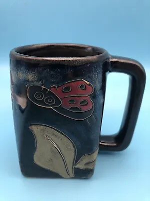 Ladybug Mara Stoneware Pottery Mug Square Bottom Perfect For Spring • $13