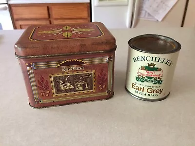 Vintage LOT Bencheley Earl Grey 25 Tea Bags Tea & New Dawn Columbian Coffee Tin  • $9.99