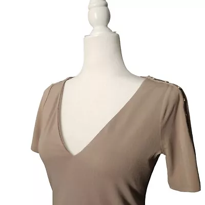 Guess By Marciano V- Neck Fiamma Top Beige Tan Size M  • $24