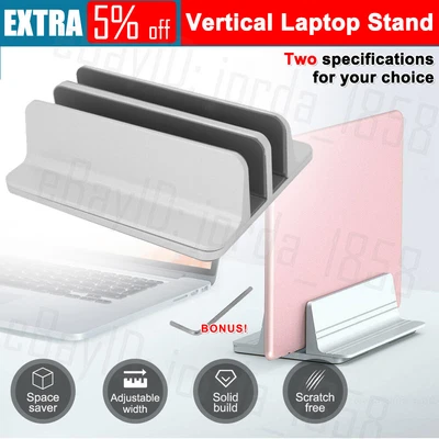 $19.99 • Buy Vertical Laptop Stand Double Desktop Stand Holder With Adjustable Dock Aluminum
