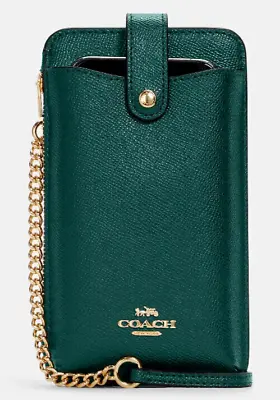 NWT COACH C6884 NORTH SOUTH Chain Phone Crossbody In EVERGLADE GREEN Leather • $203.36