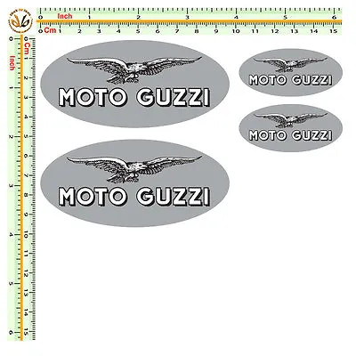Motorcycle Guzzi Stickers Car Motorcycle Helmet Oval Print Gray Bumped 4pcs • $9.63