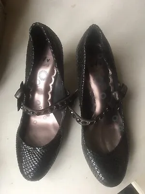 £7 • Buy M&s Fg Insolia Size 37 Womens Black Mock Croc  Mary Janes Court Shoes Heels