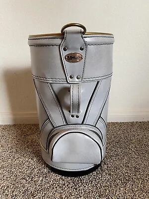 VINTAGE RON MILLER PRO MODEL Golf Bag Faux Leather GREAT CONDITION Gray 19” Tall • $55