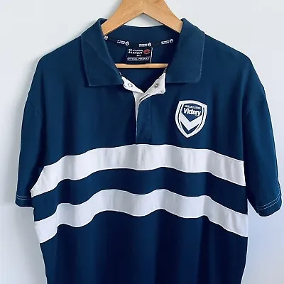 Melbourne Victory Hyundai A-League Soccer Men's Blue Supporter Polo T-Shirt 2XL • $16