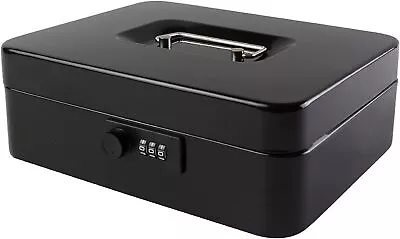 KYODOLED Large Cash Box With Combination Lock Safe Metal Money Large Black  • $24.97