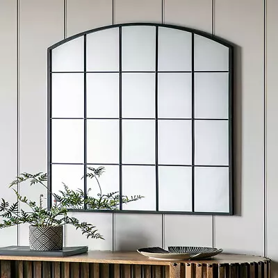 Large Window Garden Mirror Wall Mounted Metal Frame Outdoor Indoor Rustic Decor • £79.95