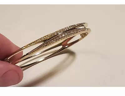 MICHAEL KORS Signed Goldtone Pave Crystal Hinge Bangle Bracelet • $40