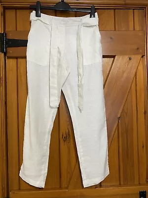 M &S (Size 8 Short) White  Linen Summer Trousers • £8