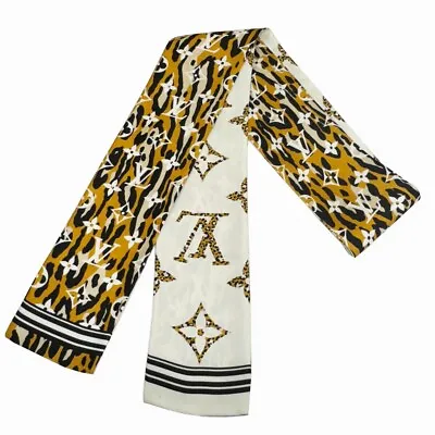 Louis Vuitton Bandeau Scarf Giant Monogram Jungle Leopard Silk 100% M73649 • £214.54