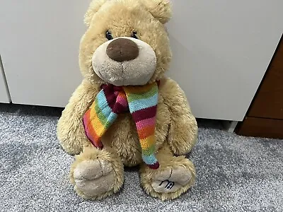 Mother Are Teddy Bear Soft Toy W/ Rainbow Scarf • £13.99