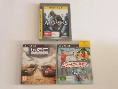PlayStation 3 Game 3x Bundle Assassin's Creed WRC Rally Sports Champions Used • $24.98