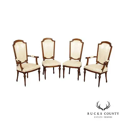 Karges French Louis XVI Style Set Four Walnut Dining Chairs • $1195