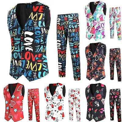 Mens Valentines Day Dating Love Digital 3D Printed Suit Jacket SuitVest • $44.32