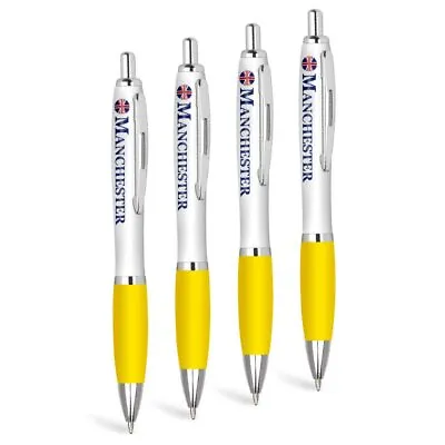 MANCHESTER City England - 4x Yellow Ballpoint Pen #216125 • £6.99