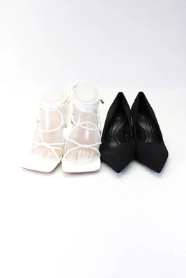 $41.99 • Buy Zara Day Vine Women's Strappy Sandals Block Heel Pumps White Black Size 38 Lot 2