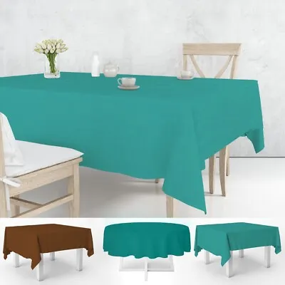 Polyester Table Cover Cloth Wipe Clean Party Tablecloth Rectangle Covers Cloths • £3.99