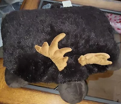 Pillow Pet Pee-Wee Moose Elk Reindeer Plush Travel Folds Stuffed Toy 12” Brown • $10